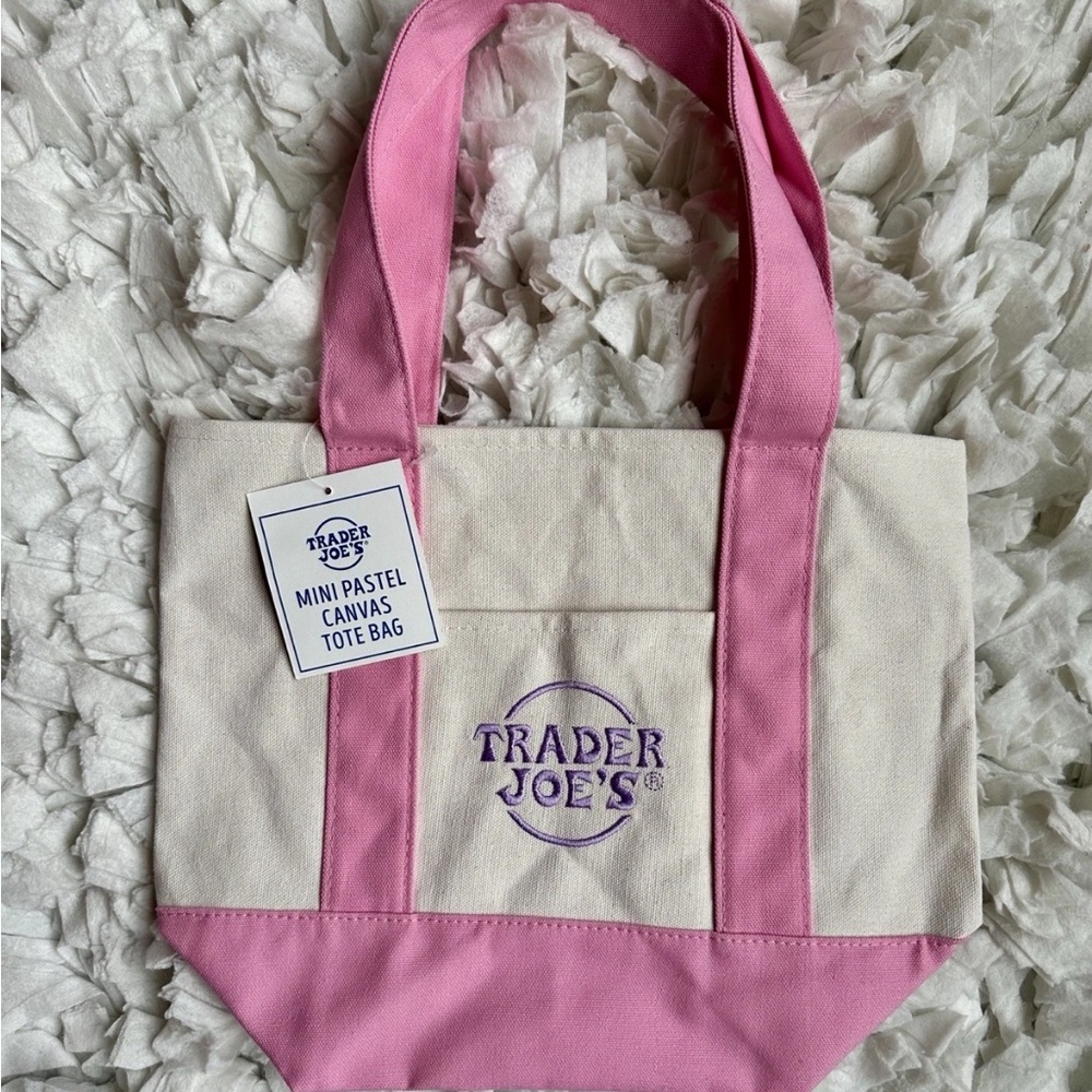 Trader Joe's Pink and Cream Canvas Tote